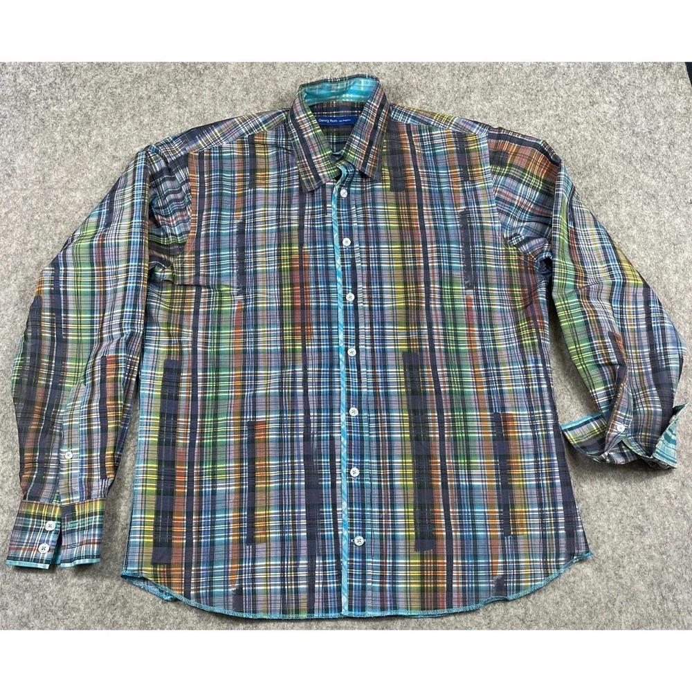 Georg Roth Los Angeles Mens Large‎ Multicolor Stripe Abstract Artwear Modern